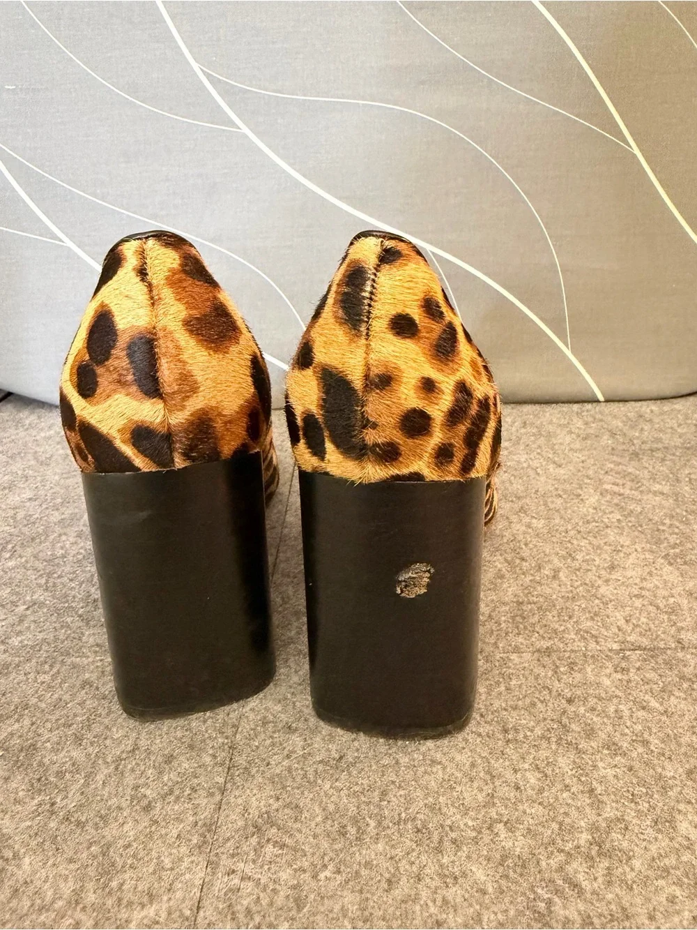 Nine West Leopard-Print Block Heel Pumps in Brown and Black